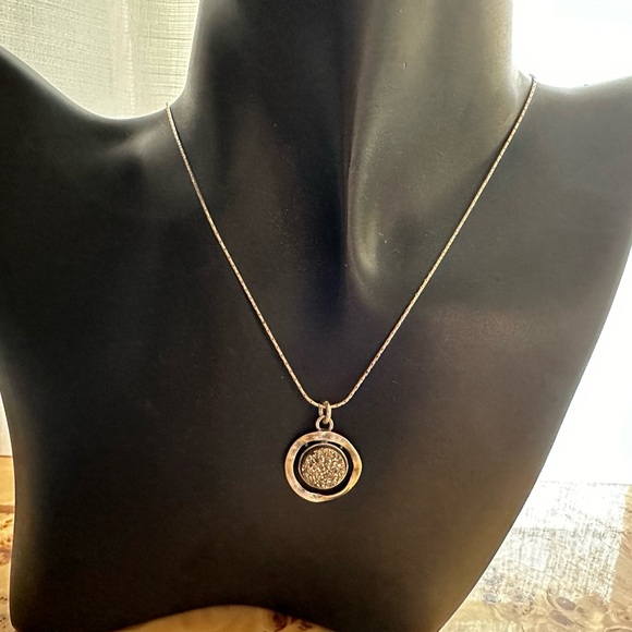 Didae Jewelry - Didae Israel Sterling Silver and Silver Druzy Pendant Necklace